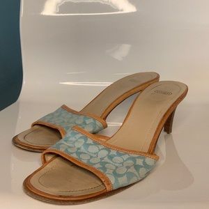 Blue monogram coach heels size 8